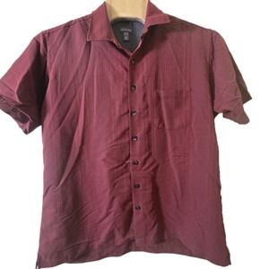Van Heusen Men's XLT Burgundy Red Short Sleeve Button Up Shirt 17.5 18 Tall